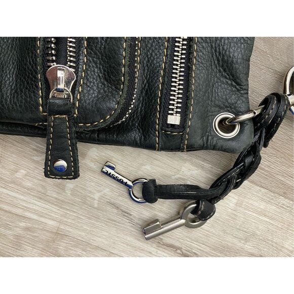 FOSSIL Sutton Black Pebbled Leather Crossbody Shoulder Bag Purse, MP $200 - Picture 2 of 9